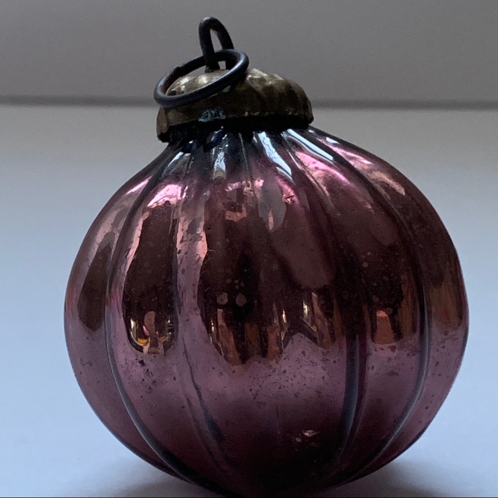 Kugel Round Ribbed Copper Vintage Ornament